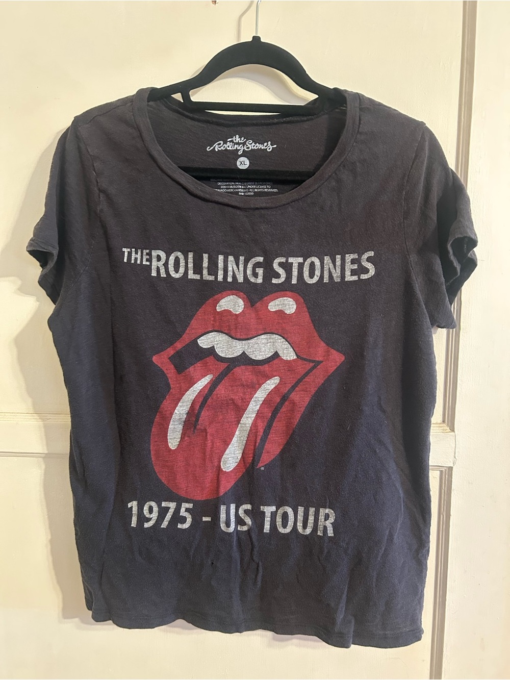 Oversized Rolling Stones Black band tee 1975 US Tour Graphic Tee
